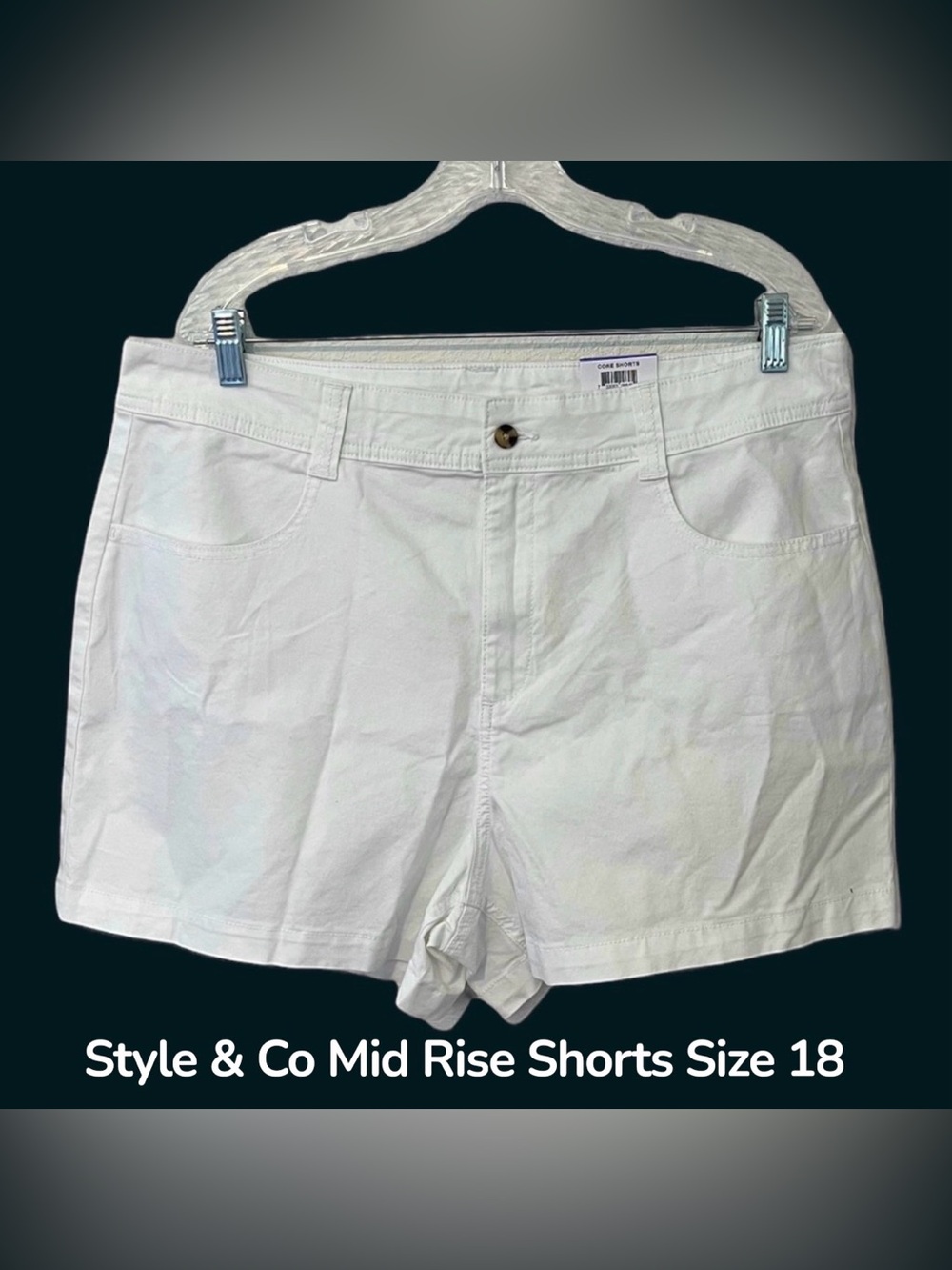 Women’s Style & Co White Mid Rise Shorts Size 18 NWT